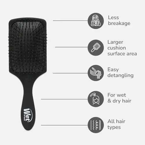 Wet Brush Paddle Detangler Hair Brush, Black Frost - Ultra-Soft IntelliFlex Detangling Bristles with AquaVent Design - Spread Hair Treatments Evenly - Glides Through Tangles For All Hair Types - 4