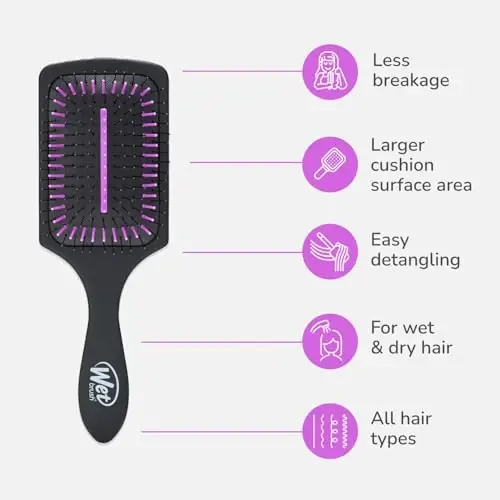 Wet Brush Refresh and Extend Paddle Detangler, Black, Detangling Brush with Infused Charcoal Ultra-Soft IntelliFlex Bristles For All Hair Types, Removes Dirt, Excess Oils & Impurities - 4