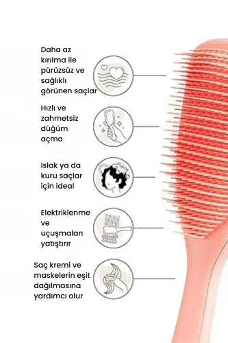 The Ultimate Detangler Large Peach Eletriklenme Önleyici Saç Fırçası-Tarak (Düz ve Kıvırcık Saçlar) - No Color - 3