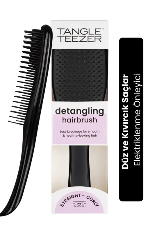 The Ultimate Detangler Black Eletriklenme Önleyici Saç Fırçası-Tarak (Düz ve Kıvırcık Saçlar) - TANGLE TEEZER