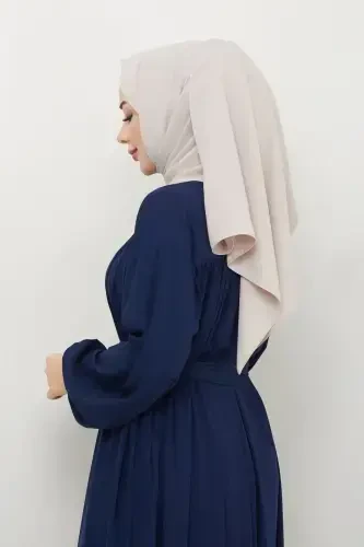 islamic hijab ferace robe gathered medina silk full hijab-NAVY - 6