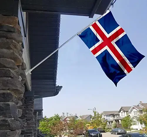 Islandiya bayrog'i Katta 3x5 Ft, O'rtacha-Ochiq havoda Ikkala tomoni 100D Polyester, Canvas Sarlavhasi va Ikki marta tikilgan - Oson displey uchun guruch grometlari, 3' x 5' Uy Islandiya bayroqlari - 5