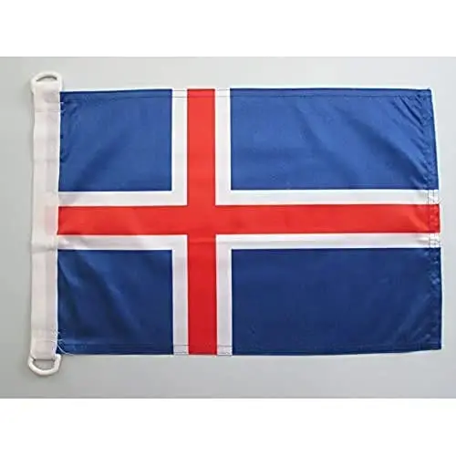 Islandiya dengiz bayrog'i 18'' x 12'' - Islandiya bayroqlari 30 x 45 sm. - Qayiq uchun banner 12x18 dyuym - AZ FLAG - AZ FLAG