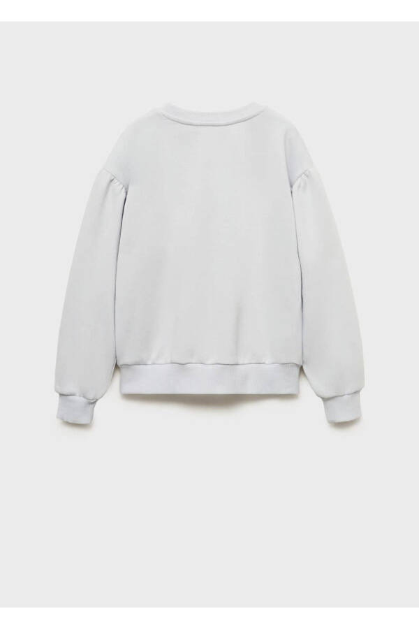 İşleme detaylı pamuklu sweatshirt - Gök Mavisi - 4