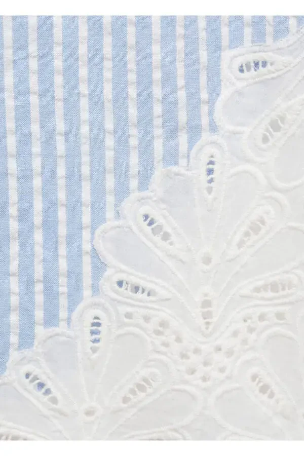 İşlemeli çizgili pantolon - 6