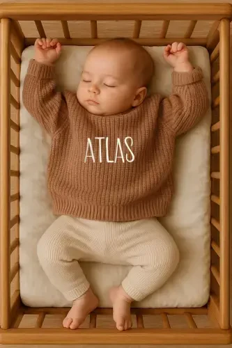 Ism Nakishli Unisex Triko Qiz Erkak Bebek Kazak Bebek Hediyelik Ismli Bolalar Kazak Yangi Tug'ilgan Tulum-nakishlikahve2 - 2