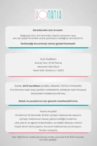 Isme Özel Anne Yanı 60x100 Beşik Uyku Nevresim Takımı - HOMAMIA (1)