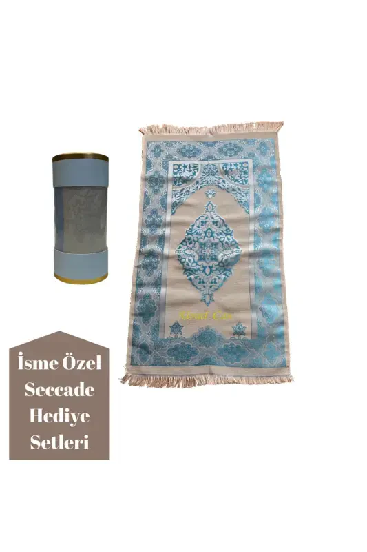 İsme Özel Seccade Hediye Seti-Mavi - MIRACLE GIFTS