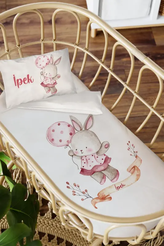 Ismga xos ona yonida 60x100 beshik uyqu choyshablari to'plami - HOMAMIA