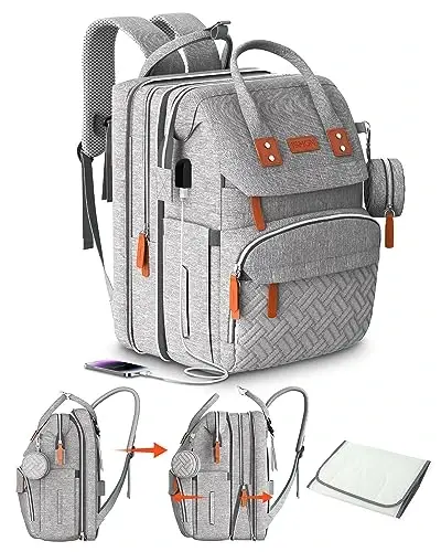 ISMGN Extra Large Diaper Bag Backpack, Expandable Diaper Bag, Twin Diaper Bag 