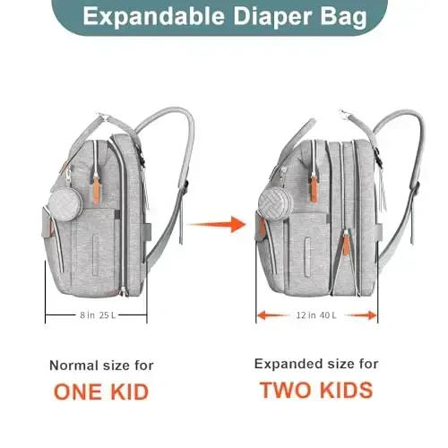 ISMGN Extra Large Diaper Bag Backpack, Expandable Diaper Bag, Twin Diaper Bag - MODAZONE (1)