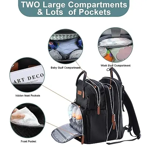 ISMGN Extra Large Diaper Bag Backpack, Expandable Diaper Bag, Twin Diaper Bag - 3