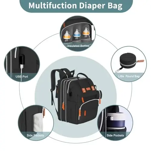 ISMGN Extra Large Diaper Bag Backpack, Expandable Diaper Bag, Twin Diaper Bag - 4