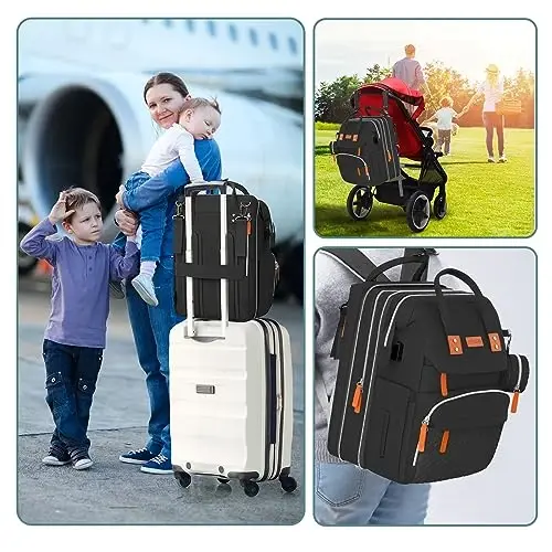 ISMGN Extra Large Diaper Bag Backpack, Expandable Diaper Bag, Twin Diaper Bag - 6