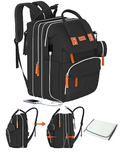 ISMGN Extra Large Diaper Bag Backpack, Expandable Diaper Bag, Twin Diaper Bag 