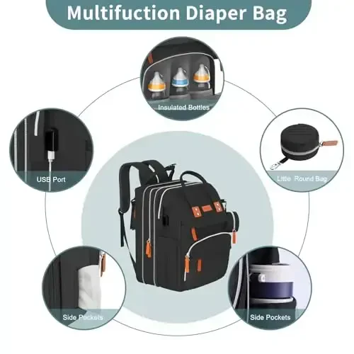 ISMGN Extra Large Diaper Bag Backpack, Expandable Diaper Bag, Twin Diaper Bag - 4