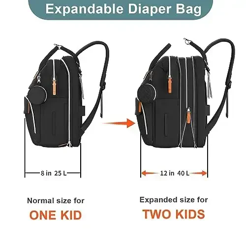ISMGN Extra Large Diaper Bag Backpack, Kengaytiriladigan taglik sumkasi, Egizaklar uchun taglik sumkasi - MODAZONE (1)