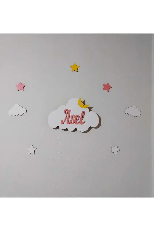 Ismli Bulut Tungi Chiroqi Bolalar Xonasi Devor Dekoratsiyasi Yoritish Yog'och Dekoratsiya Mahsuloti - 5
