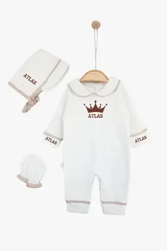 Ismli yangi tug'ilgan o'g'il bola bolalar tulumlari kasalxonadan chiqish chaqaloq esdalik sovg'asi tug'ilgan kun to'plami ismga xos - jigarrang3 - 1