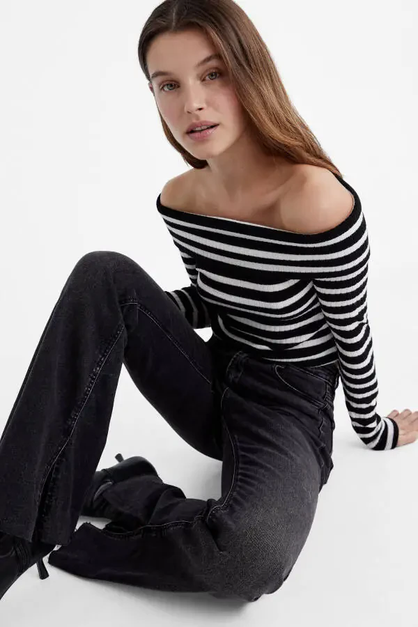 Ispancha oyoqli Slim Fit Jinsi - 4