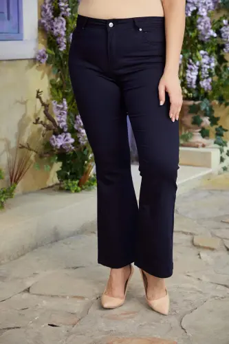 Испанские брюки клеш больших размеров, темно-синие, хлопковые. - 1