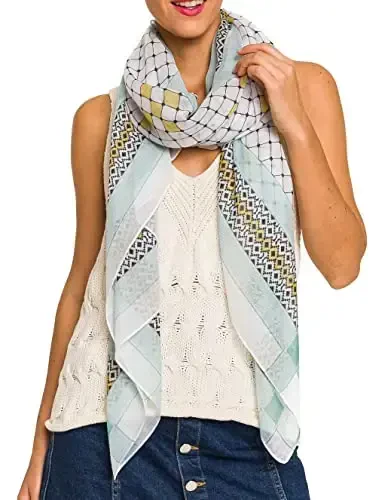 MELIFLUOS DESIGNED IN SPAIN Scarf for Women Lightweight Geometric Fashion For Summer Fall Scarves Shawl Wraps - 10