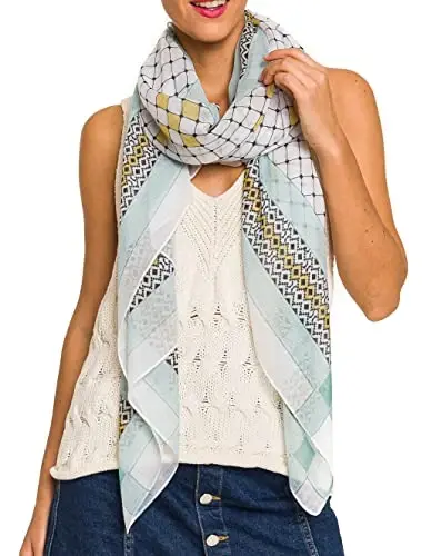 MELIFLUOS DESIGNED IN SPAIN Scarf for Women Lightweight Geometric Fashion For Summer Fall Scarves Shawl Wraps - 3