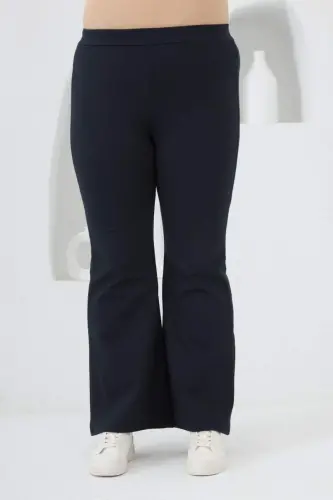 İspanyol Paça Büyük Beden Kışlık Çelik Örme Tayt Lacivert - 1