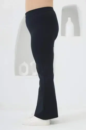 İspanyol Paça Büyük Beden Kışlık Çelik Örme Tayt Lacivert - BÜYÜKBEDENIZ (1)