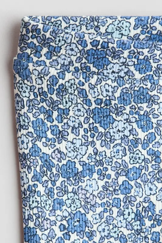 İspanyol Paça Tayt-Açık mavi/Çiçekli - 2