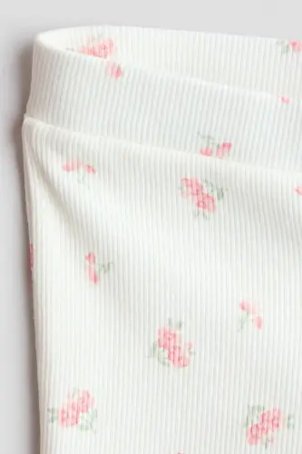 İspanyol Paça Tayt-Beyaz/Pembe çiçekli - H&M (1)