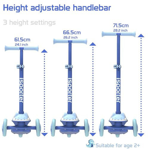 iSporter 3 Tekerlekli Bebek Scooterı, 2-5 Yaş Çocuklar İçin, 3-5 Yaşındaki Erkek ve Kız Çocukları İçin - LED Işıklı Tekerlekli, Eğilerek Direksiyon Kullanma ve Yükseklik Ayarlı Çocuk Üç Tekerlekli Scooterı - 9