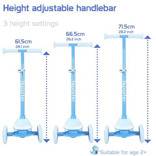 iSporter 3 Tekerlekli Bebek Scooterı, 2-5 Yaş Çocuklar İçin, 3-5 Yaşındaki Erkek ve Kız Çocukları İçin - LED Işıklı Tekerlekli, Eğilerek Direksiyon Kullanma ve Yükseklik Ayarlı Çocuk Üç Tekerlekli Scooterı - 3