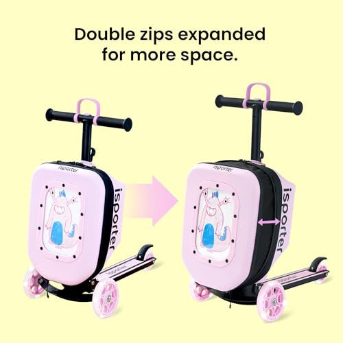 iSporter Luggage Scooter for Kids Ages 2-5 | Ride-On Suitcase Scooters for Boys Girls | Foldable & Height Adjustable, 110lbs Max - 5