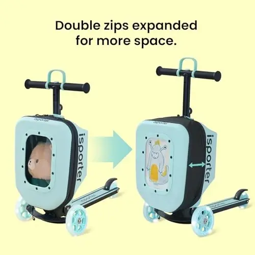 iSporter K3 Luggage Scooters for Kids 2-5 or 3-5, Toddler Scooter with Suitcase for Boys and Girls 2 Year Old and Up with Light Up Wheels, Foldable and Height Adjustable - 4