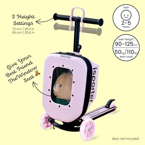 iSporter Luggage Scooters for Kids 2-5 or 3-5 | Toddler Scooter with Suitcase for Boys and Girls 2 Year Old and Up | Foldable and Height Adjustable, 110lbs Max - 6