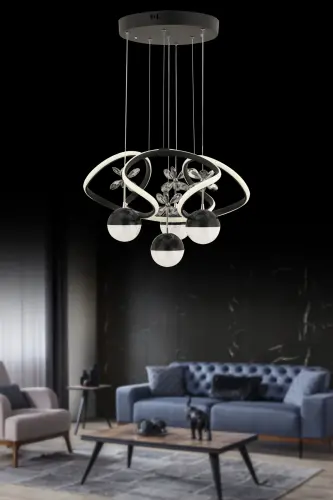 Istanbul Avize Rodin Qora Oq Power Ledli Led Qandil-Qora 4ta - 5