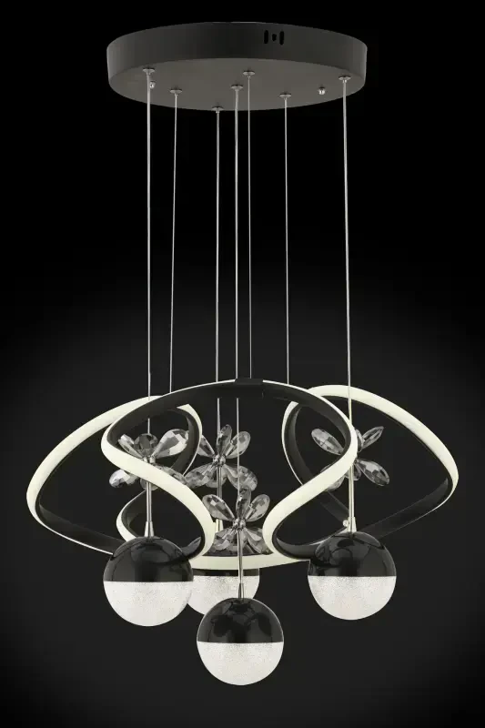 Istanbul Chandelier Rodin Black White Power Led Chandelier-Black 4-way - 2