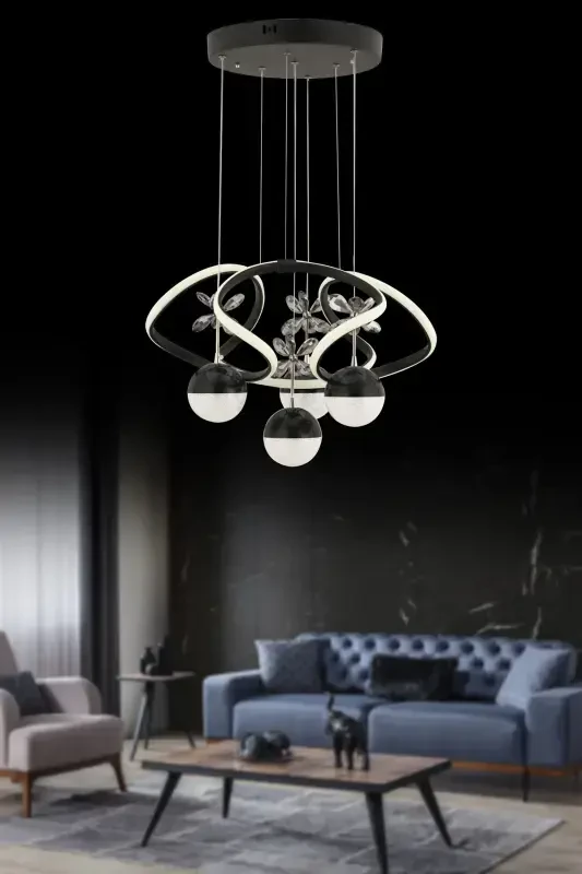 Istanbul Chandelier Rodin Black White Power Led Chandelier-Black 4-way - 4