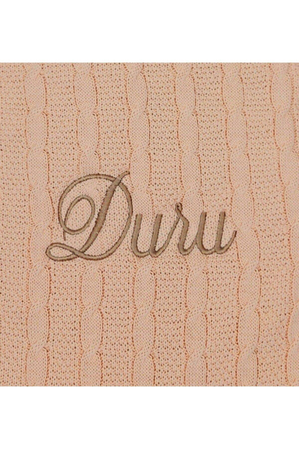 Oeko Sertifikalı Bebek Kundağı Triko Içi Peluş Örgülü Istediğiniz Ismi Nakışla Yazıyoruz-Pudra - 5