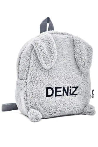 [ İSTEDİĞİNİZ İSMİ NAKIŞLA YAZIYORUZ ] Tavşan Gri 0-8 Yaş Çocuk Sırt Çantası, Anaokulu-kreş Çantası-Ekru - 4