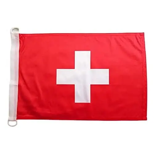 Switzerland NAUTICAL Flag 18'' x 12'' - Swiss flags 30 x 45 cm. - Banner 12x18 in for boat - AZ FLAG - AZ FLAG