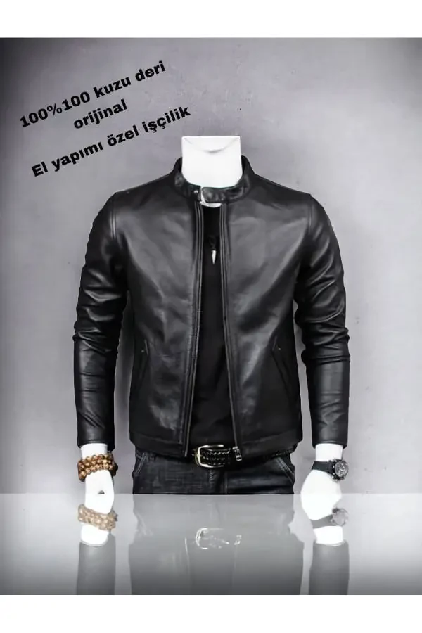 Italian Style Men's Classic Leather Jacket - 1