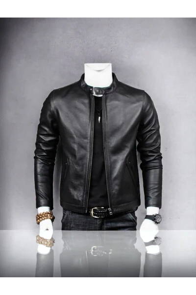 Italian Style Men's Classic Leather Jacket - MALVİNEYU (1)