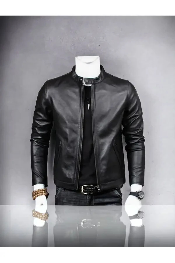 Italian Style Men's Classic Leather Jacket - 2