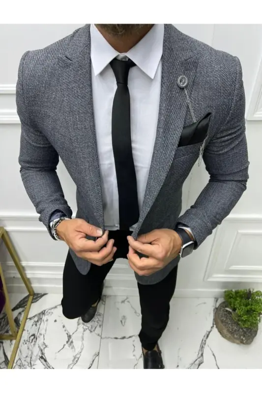 Italian Style Slim Fit Narrow Cut Blazer Vest - LEONMEN
