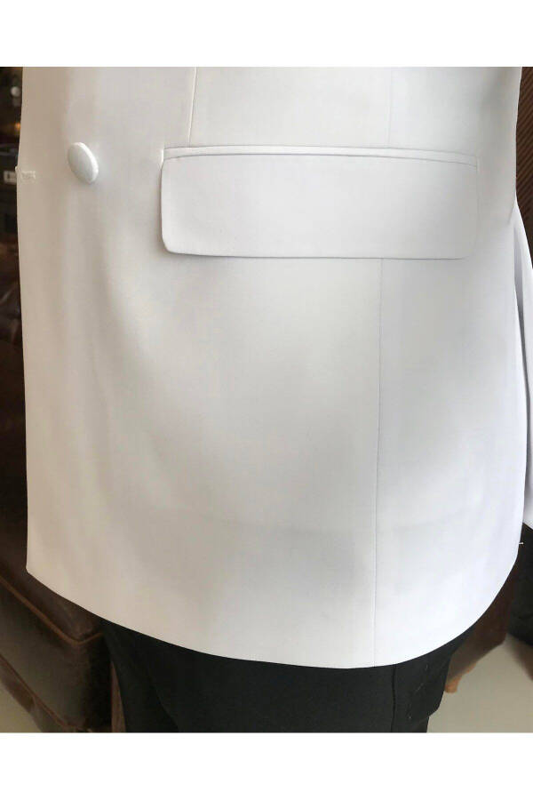 Italiya kesimi slim fit ikki qavatli kostyum to'plam oq T9211 - 3