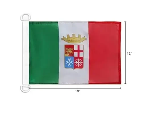 Italy Naval Ensign NAUTICAL Flag 18'' x 12'' - Italian War flags 30 x 45 cm. - Banner 12x18 in for boat - AZ FLAG - 5