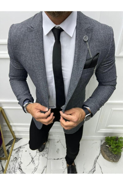 Italyan Uslubidagi Slim Fit Tor To'qima Ko'ylagi Jileti - LEONMEN (1)