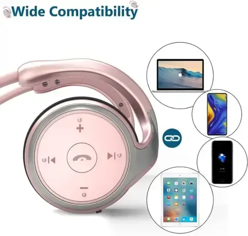 itayak Behind The Head Headphones, Wrap Around Head Small Bluetooth Headphones Lightweight Foldable Wireless Sports Sweatproof Headset with Microphone & Carrying Case (Gold) - 6